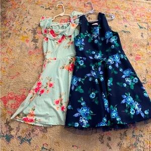 Light blue and dark blue dresses with flowers kids